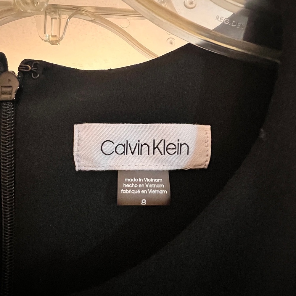 Calvin Klein Black and Gold Plunge Sheath Dress - Picture 3 of 7